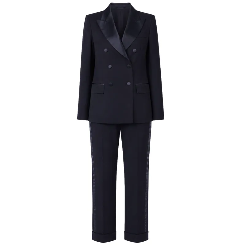 Loro Piana Fabric Woman Suit Double-Breasted Blue made by Siebentaschen