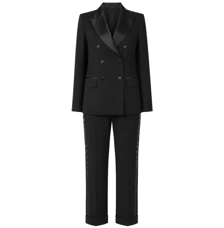 Loro Piana Fabric Woman Suit Double-Breasted Black made by Siebentaschen