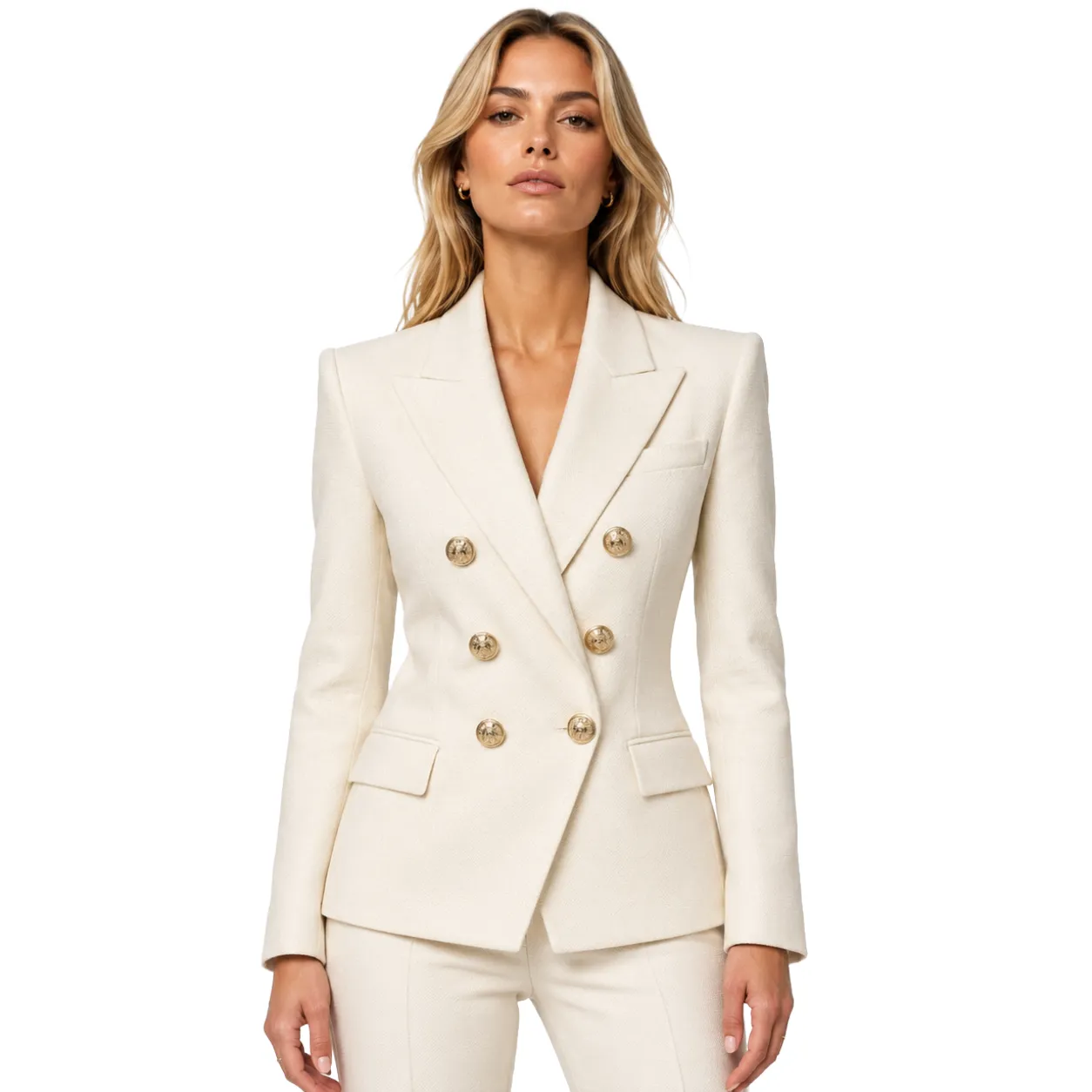 Balmain Woman Jacket Double-Breasted White sold by Siebentaschen
