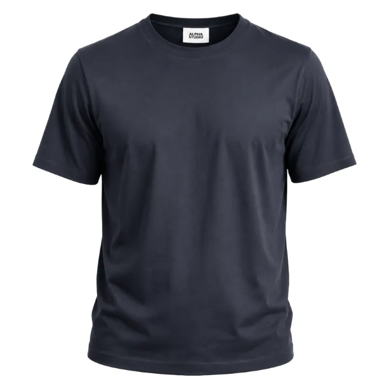 Alpha Studio Man T-Shirt Jersey Stretch Short Blue made by Siebentaschen