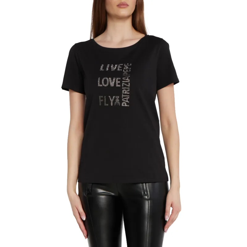 Patrizia Pepe Woman T-Shirt Strass Black made by Patrizia Pepe