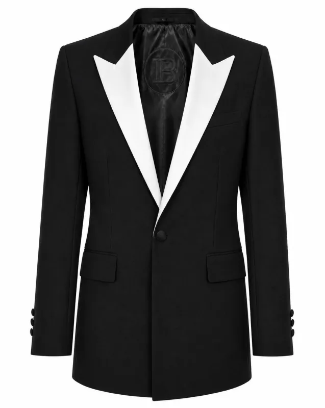 Balmain Man Jacket Elegant Lapel White Black made by Balmain