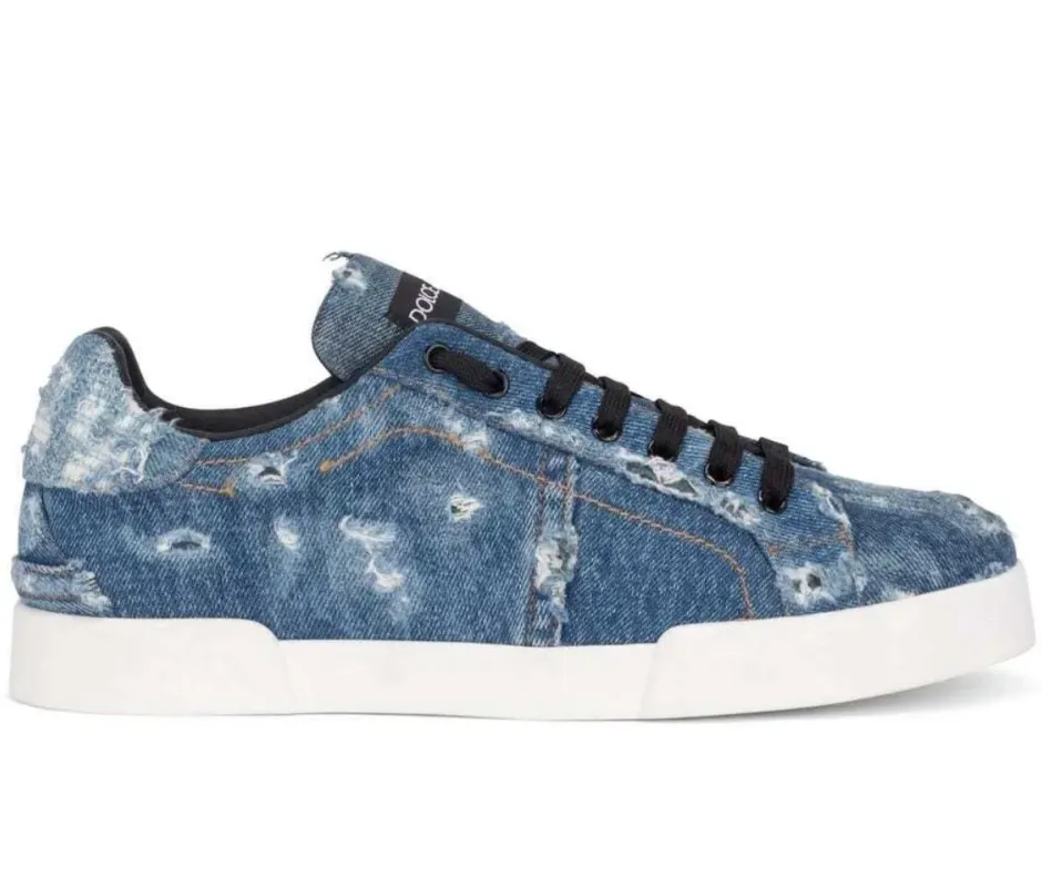 Dolce & Gabbana Man Sneakers Patch Denim Blue made by Dolce & Gabanna