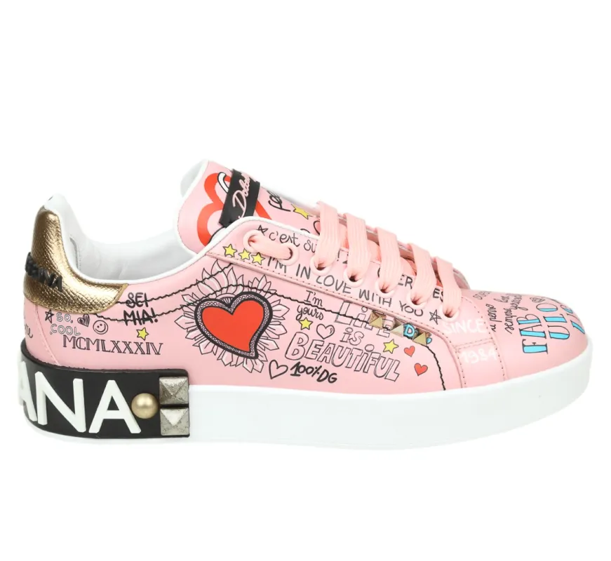 Dolce & Gabbana Woman Sneaker Bassa Graffiti Sneakers Pink made by Dolce & Gabanna