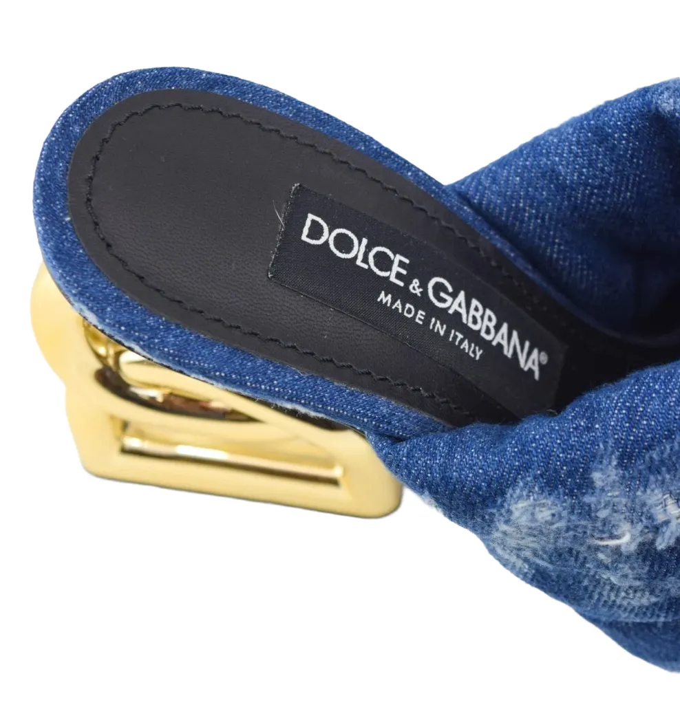 Dolce & Gabbana Woman Sandali Denim Heel Sandals Blue sold by Siebentaschen product image thumbnail 4