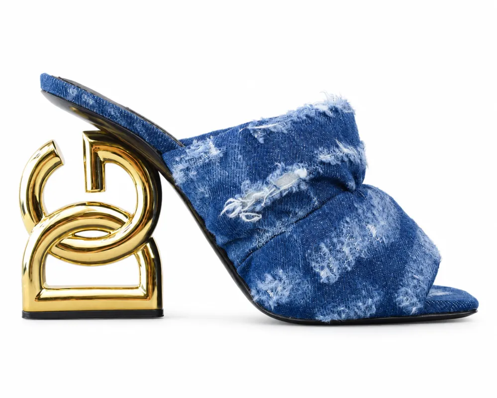 Dolce & Gabbana Woman Sandali Denim Heel Sandals Blue made by Dolce & Gabanna