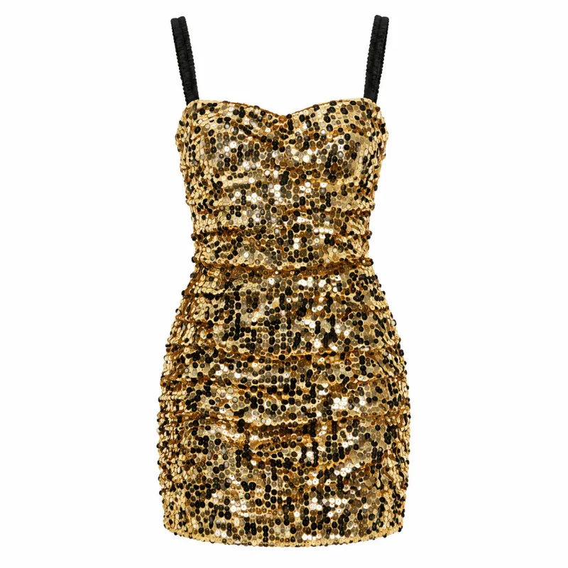 Dolce & Gabbana Woman Dress Paiettes Yellow made by Dolce & Gabanna