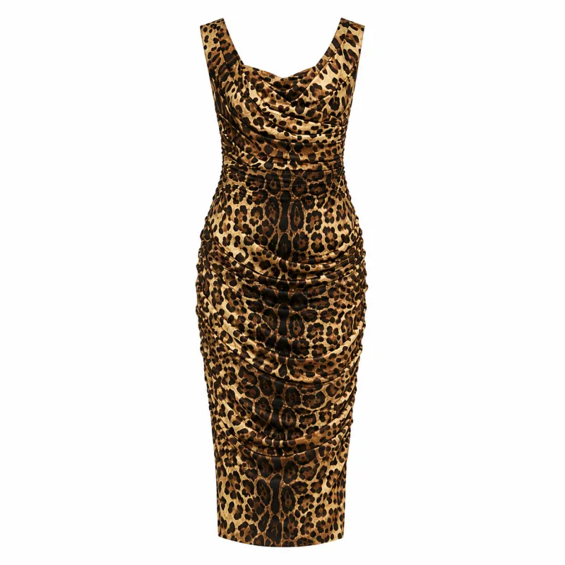 Dolce & Gabbana Woman Dress Leopardato Arricciatura Multicolor made by Dolce & Gabanna