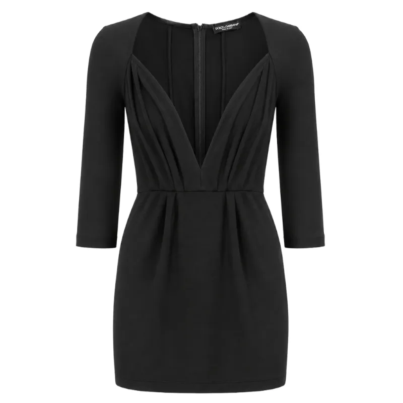 Dolce & Gabbana Woman Dress Short V-Neck Black made by Dolce & Gabanna