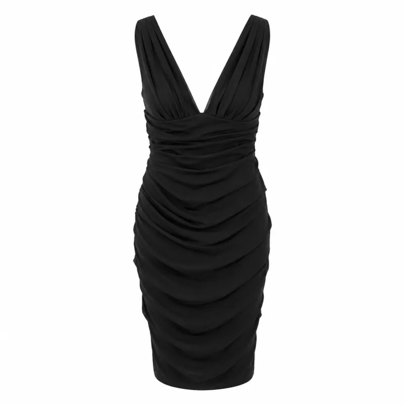 Dolce & Gabbana Woman Dress Drappeggiato Short Black made by Dolce & Gabanna