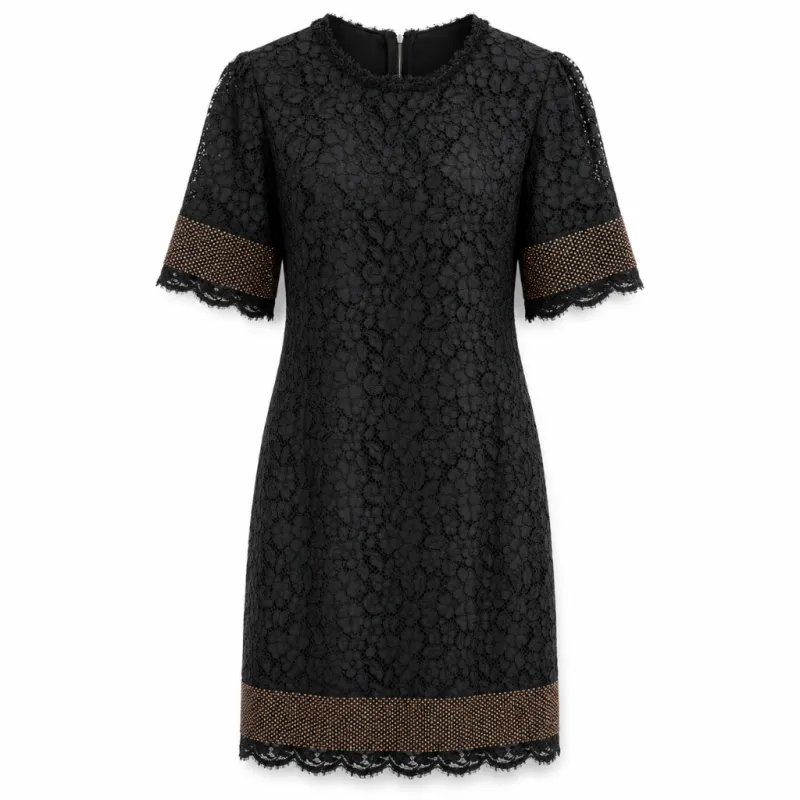 Dolce & Gabbana Woman Dress Lace Strass Black made by Dolce & Gabanna