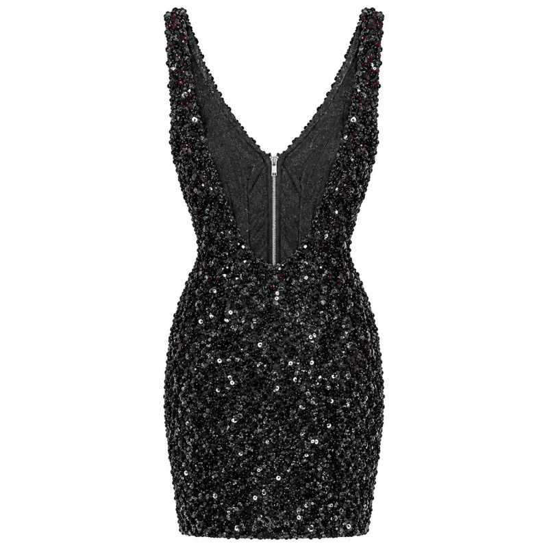 Dolce & Gabbana Woman Dress Scollato Paiettes Black made by Dolce & Gabanna