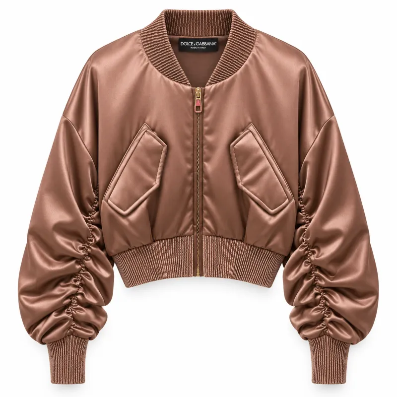 Dolce & Gabbana Woman Bomber Plissetato Brown made by Dolce & Gabanna