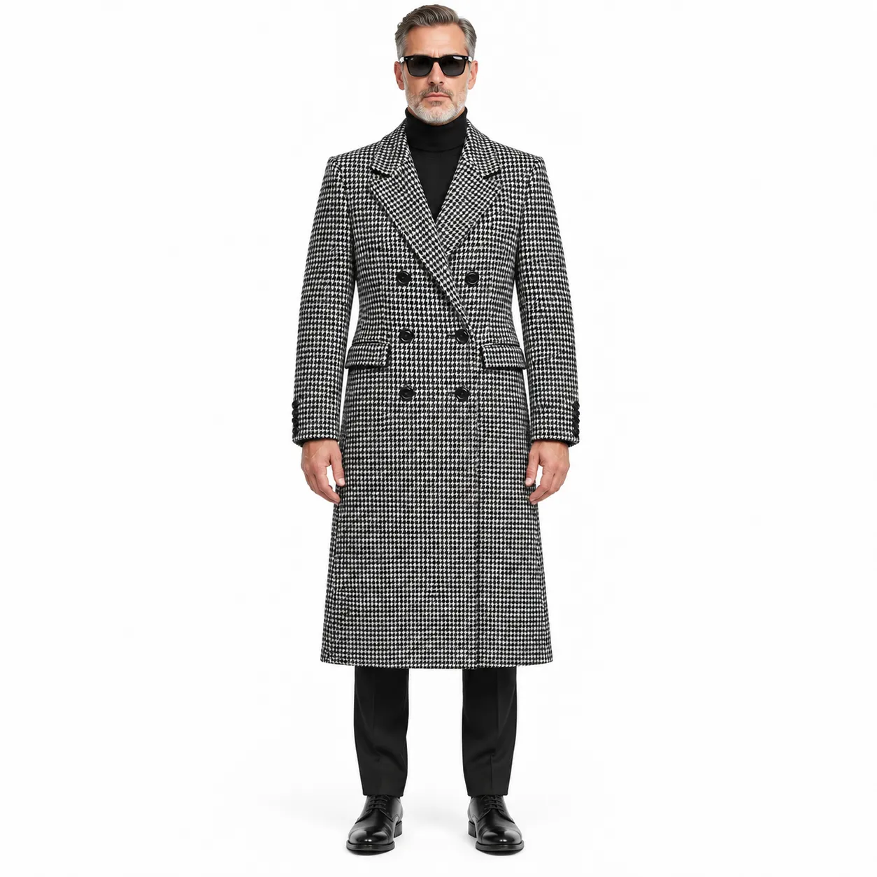 Dolce & Gabbana Woman Coat Double-Breasted pied-de-poule Black sold by Siebentaschen product image thumbnail 2