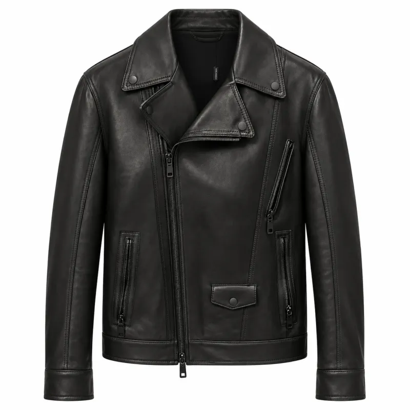 Dolce & Gabbana Man Chiodo Leather Jackets Black made by Dolce & Gabanna