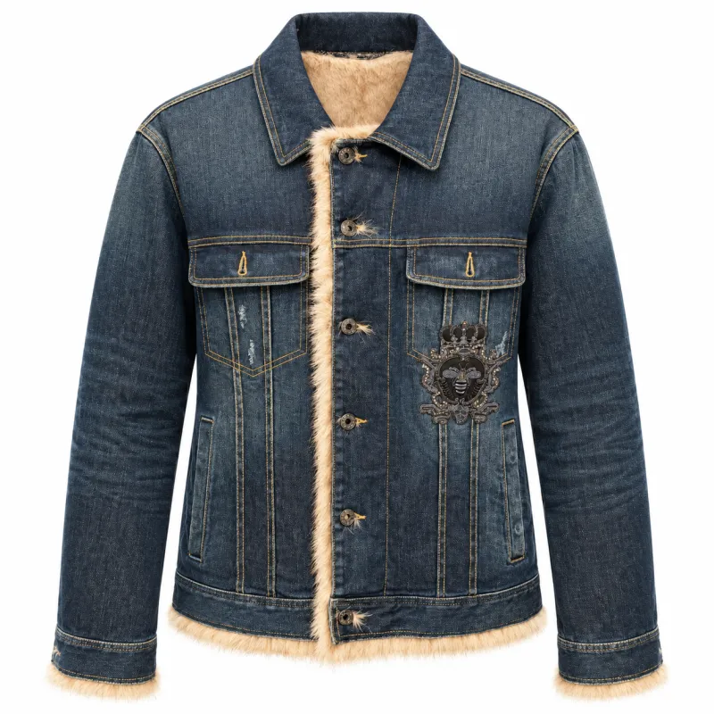 Dolce & Gabbana Man Jacket Denim Pelliccia Blue made by Dolce & Gabanna
