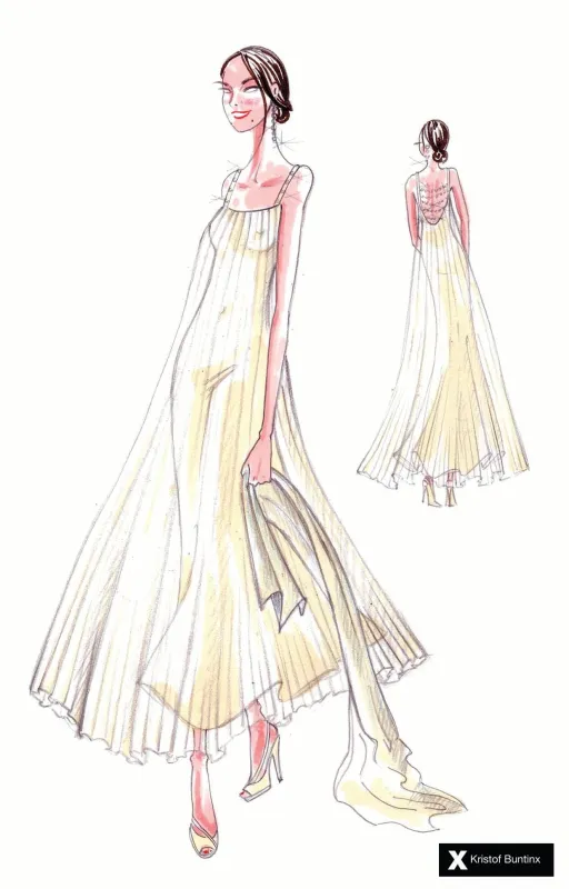 Long Dress with Layers and Pleats sold by Kristof Buntinx