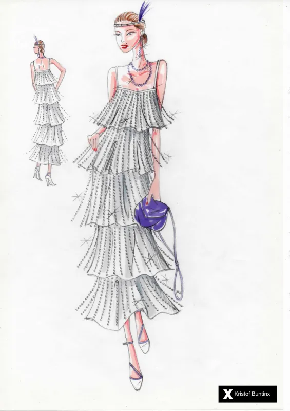 Ruffled Charleston Long Dress sold by Kristof Buntinx