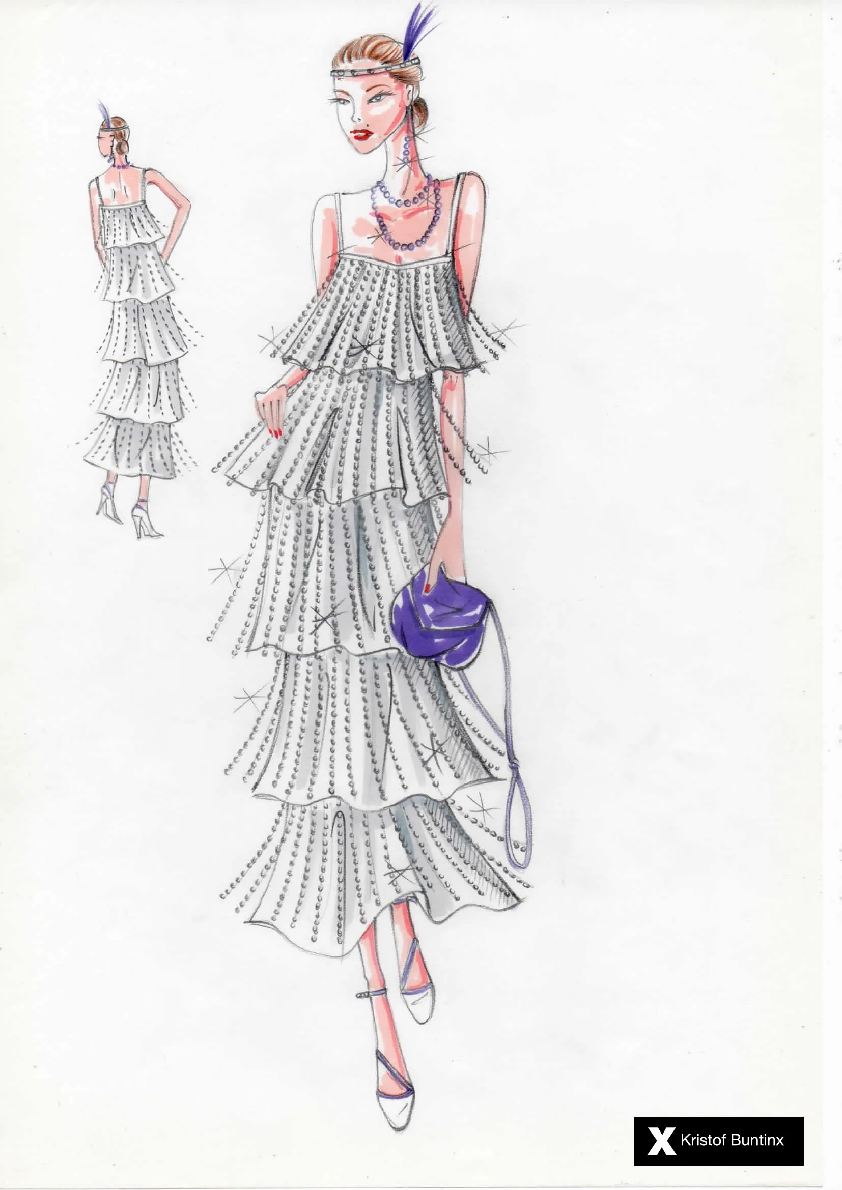 Ruffled Charleston Long Dress sold by Kristof Buntinx