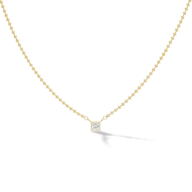 Solitaire Caviar Chain Necklace- Princess Cut made by EMILY WELD COLLINS