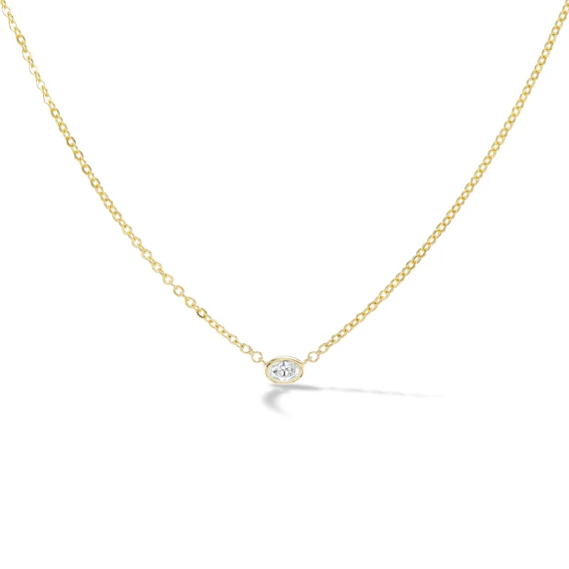 Solitaire Brill Chain Necklace- Oval Cut made by EMILY WELD COLLINS