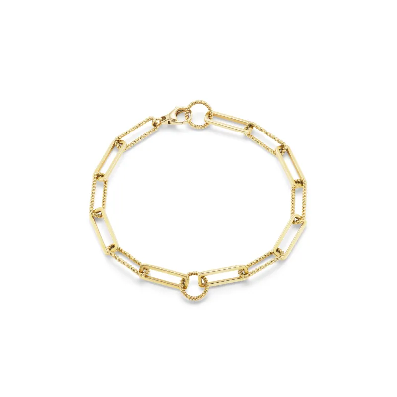 Twisted Rope Long Link Chain Bracelet made by EMILY WELD COLLINS