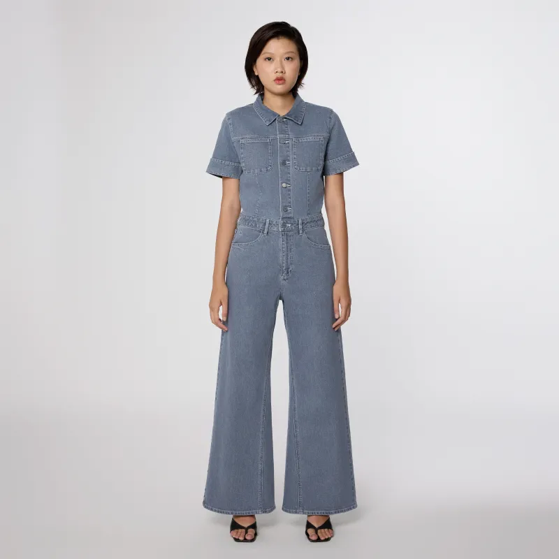 TWITTER Minimal Stretch - Short Sleeve Overall - Slate Grey made by Dawn Denim