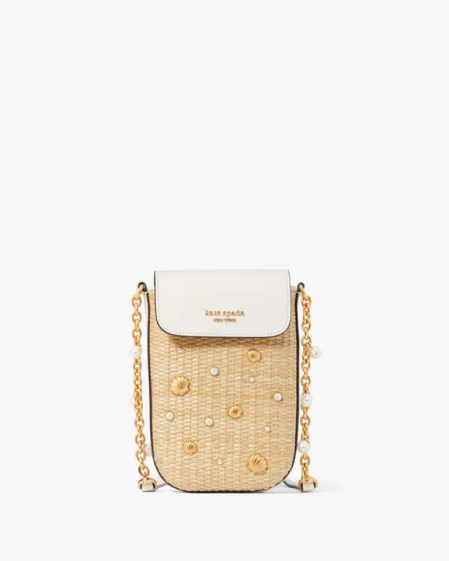 Steffie Embellished Straw North South Phone Crossbody sold by Kate Spade