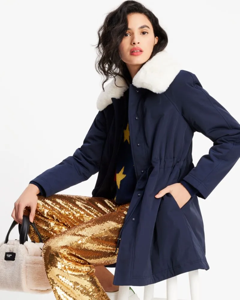Cinch Waist Faux Fur Coat sold by Kate Spade product image thumbnail 2