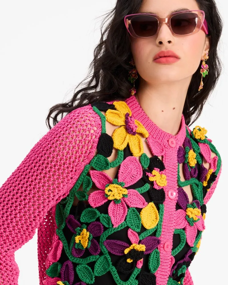 Orchid Bloom Crochet Cardigan sold by Kate Spade product image thumbnail 2