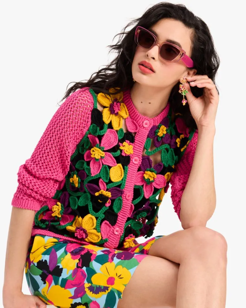 Orchid Bloom Crochet Cardigan sold by Kate Spade product image thumbnail 3