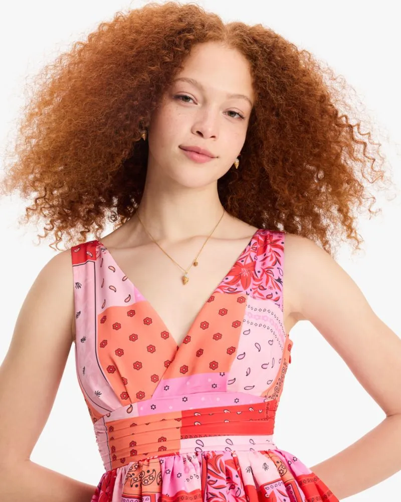 Bandana Patchwork V-neck Dress sold by Kate Spade product image thumbnail 3