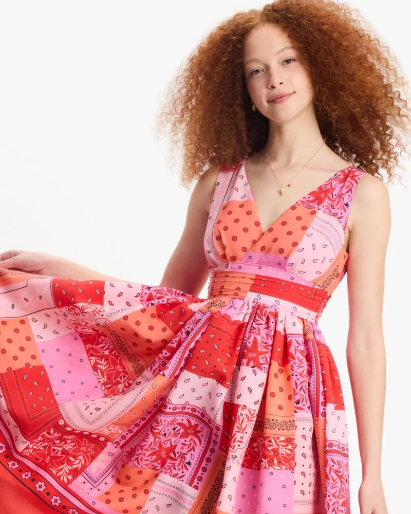 Bandana Patchwork V-neck Dress sold by Kate Spade product image thumbnail 4