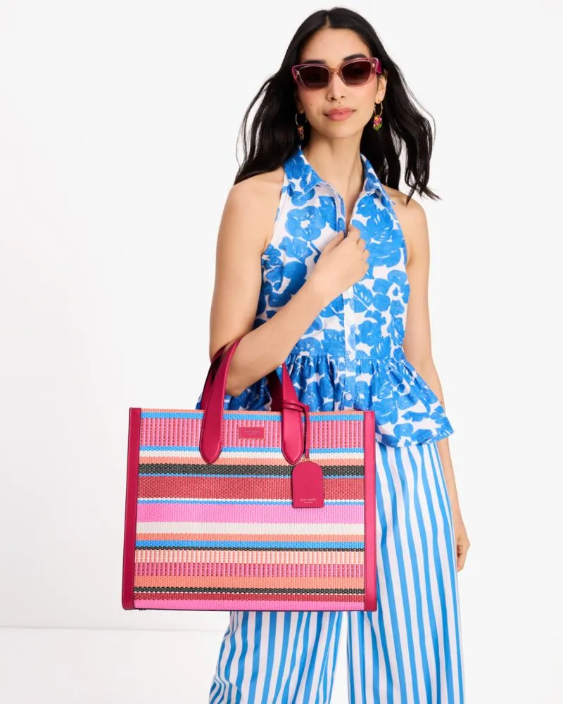 Manhattan Striped Woven Straw Large Tote sold by Kate Spade product image thumbnail 3