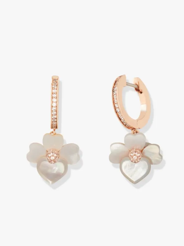 Precious Pansy Pavé Drop Mini Hoops sold by Kate Spade