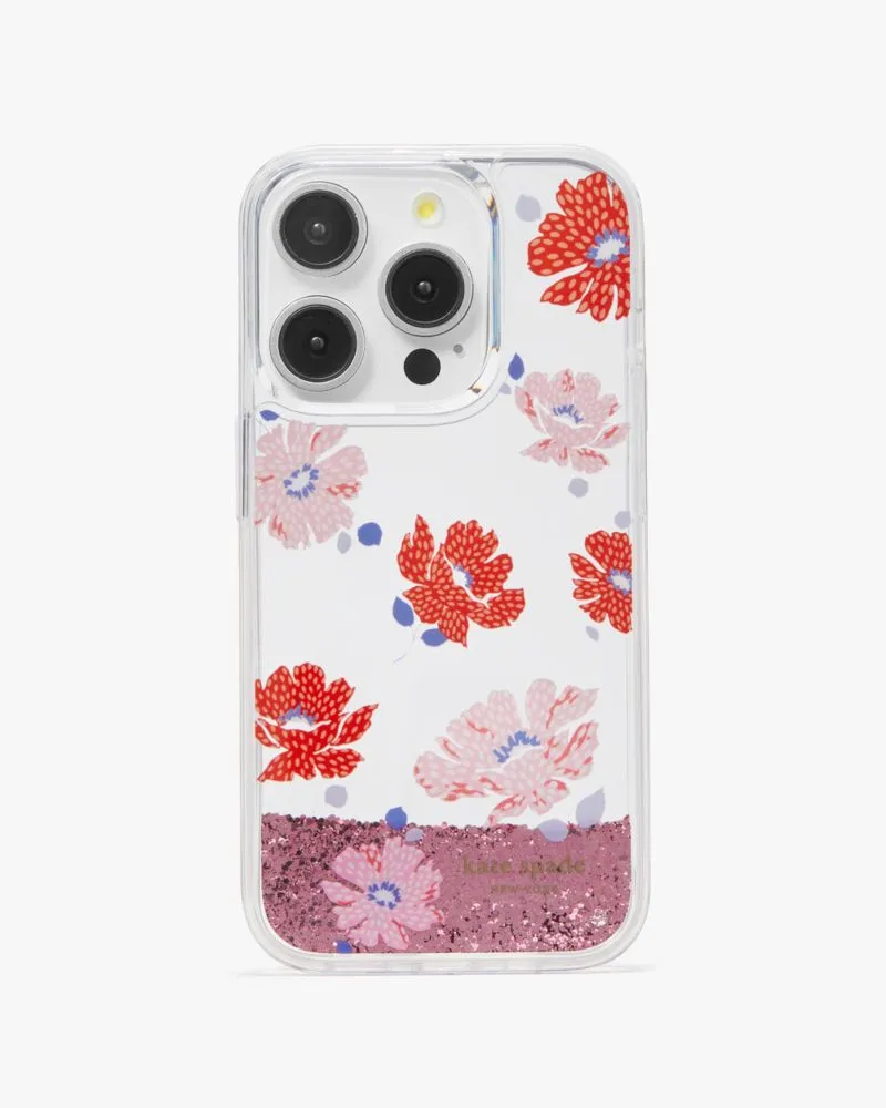 Dotty Floral Liquid Glitter iPhone 15 Pro Case sold by Kate Spade