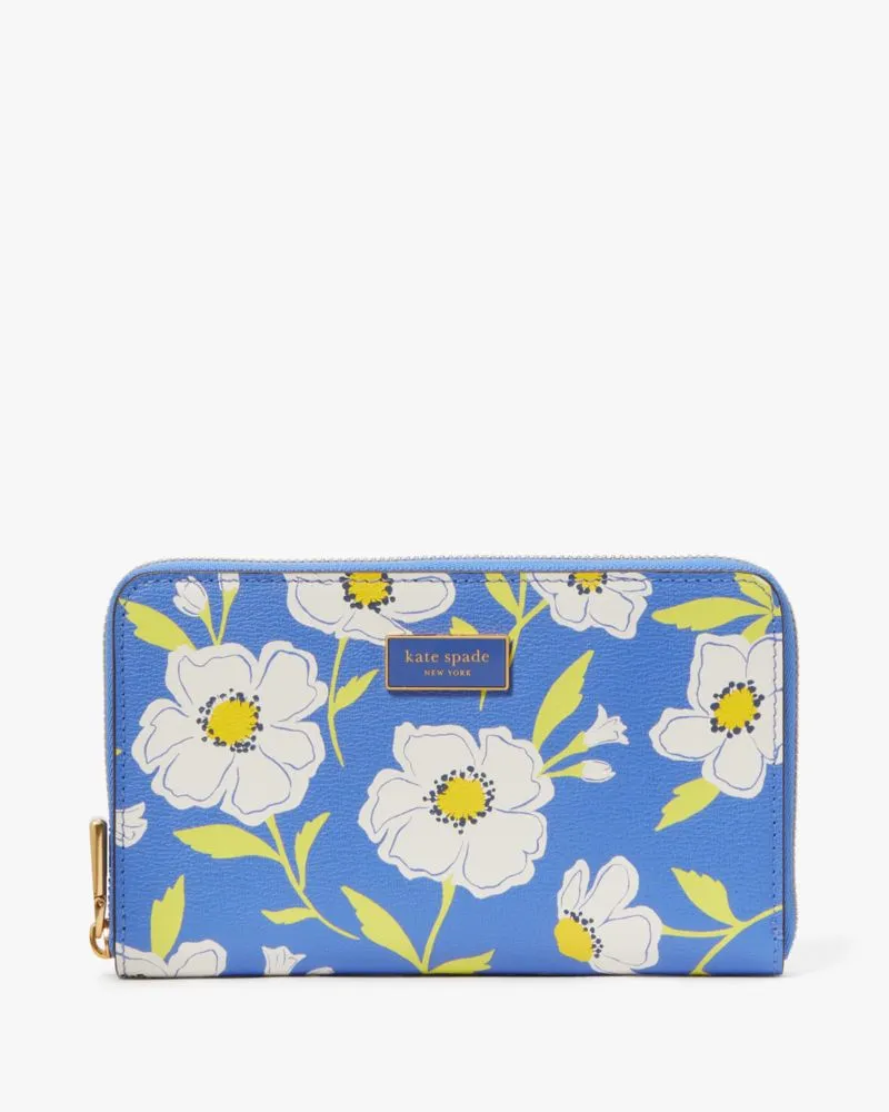 Katy Sunshine Floral Textured Leather Medium Zip-around Wallet sold by Kate Spade