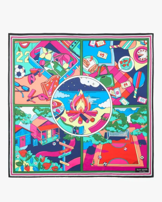 Summer Scene Silk Square Scarf sold by Kate Spade