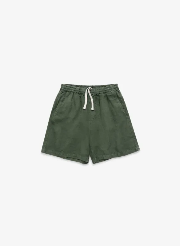Weekend Linen Shorts - Dark Green sold by JJJJound