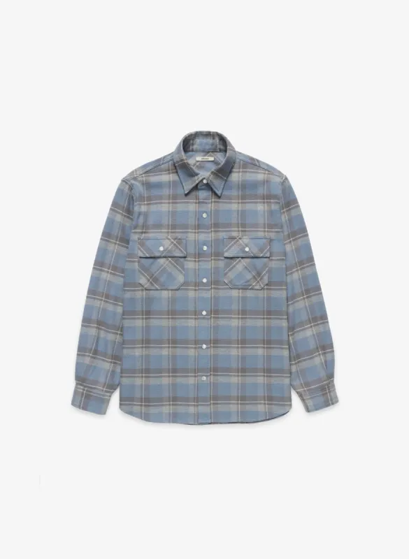 Plaid Flannel Shirt - Storm Blue sold by JJJJound