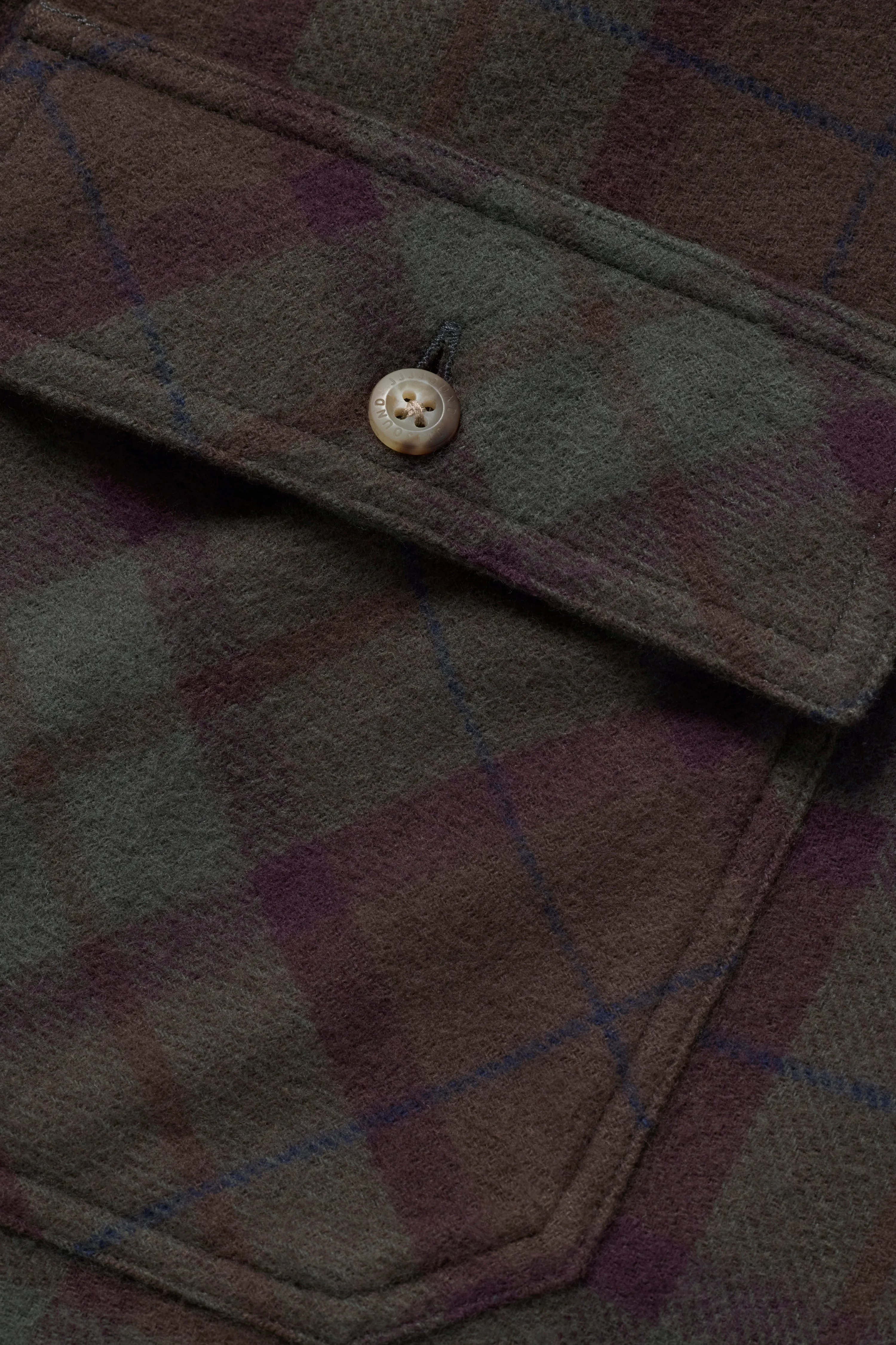 Plaid Flannel Overshirt - Forest Green/Burgundy sold by JJJJound product image thumbnail 5