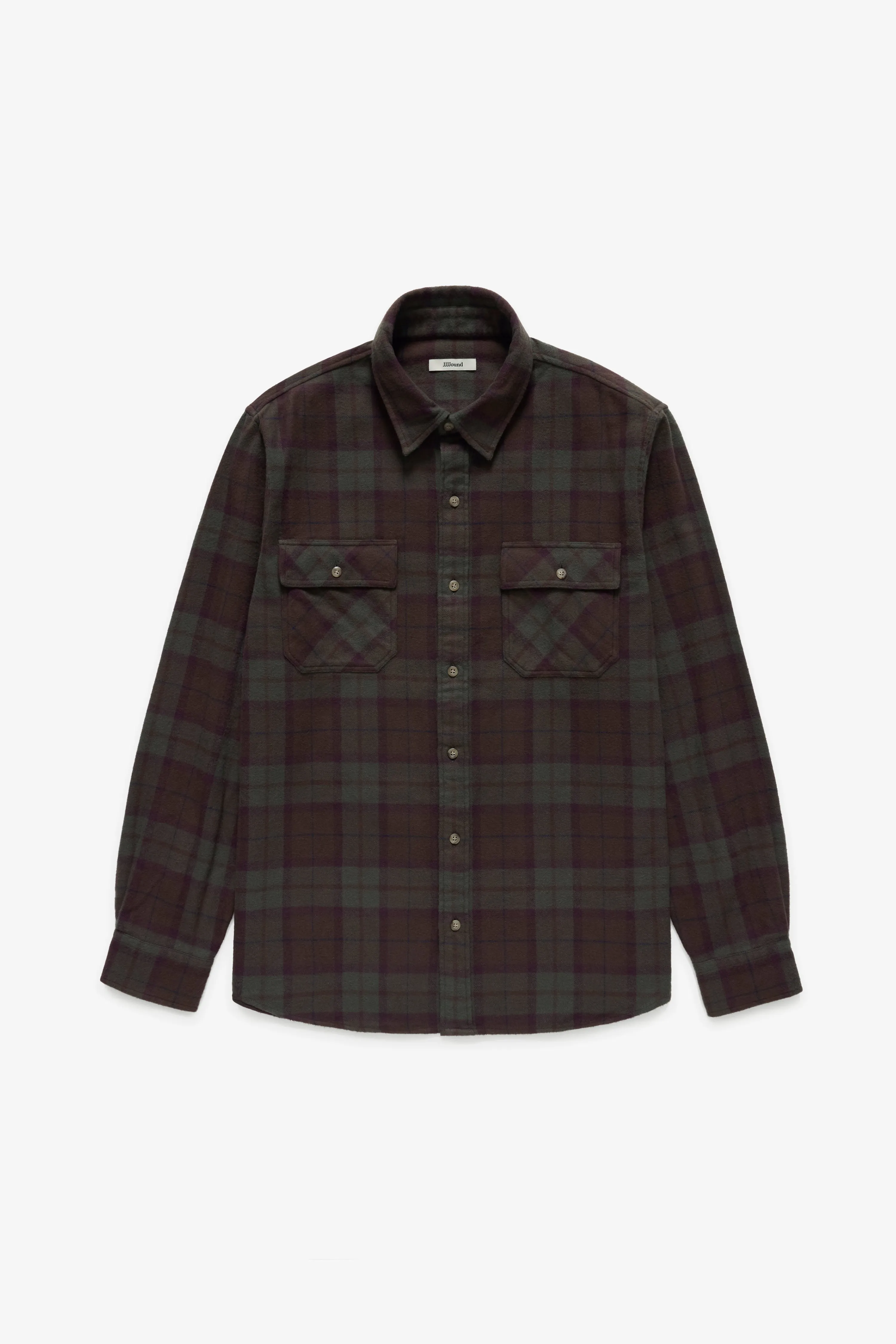 Plaid Flannel Overshirt - Forest Green/Burgundy sold by JJJJound