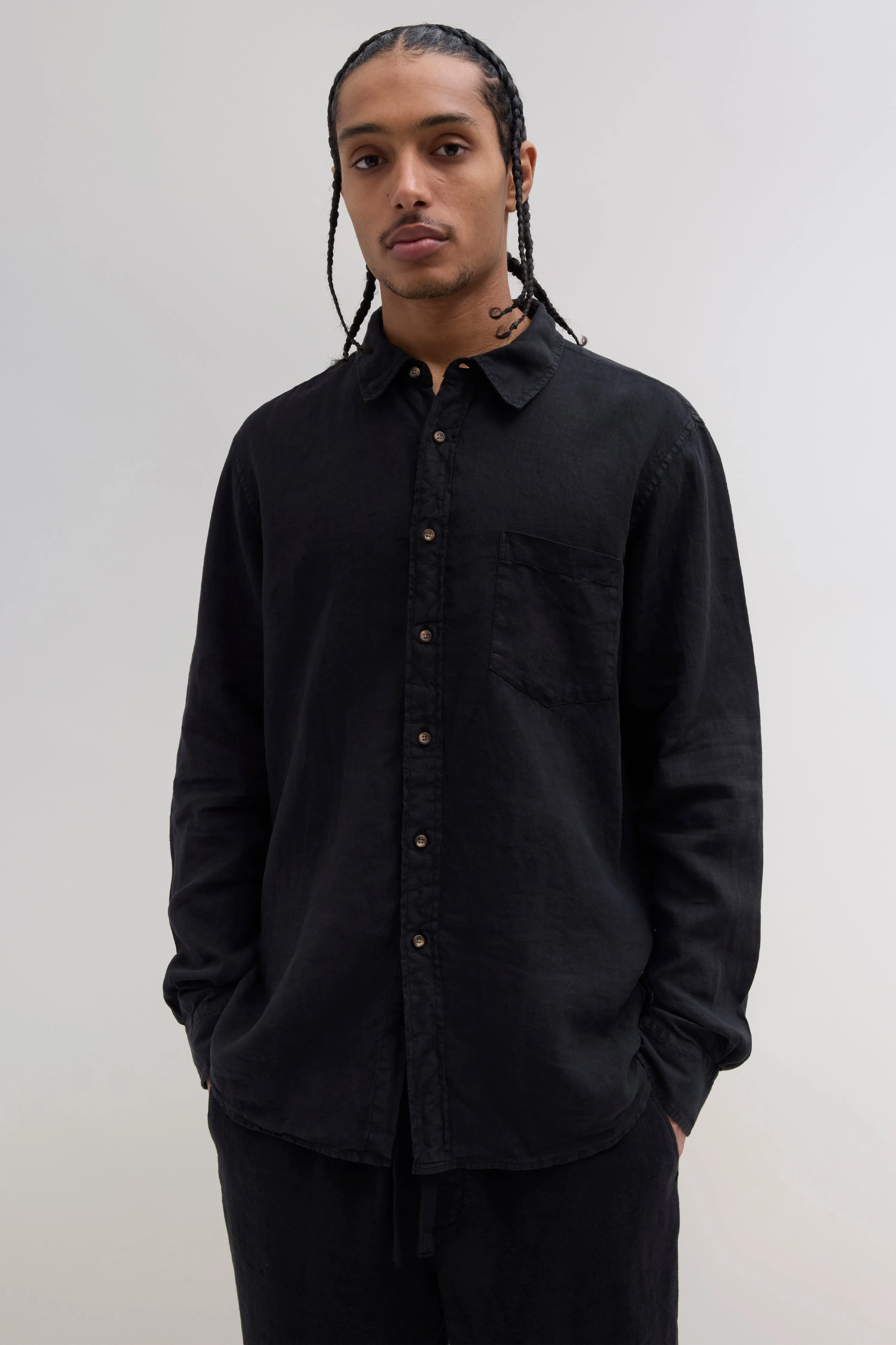 Linen Shirt - Black sold by JJJJound product image thumbnail 2
