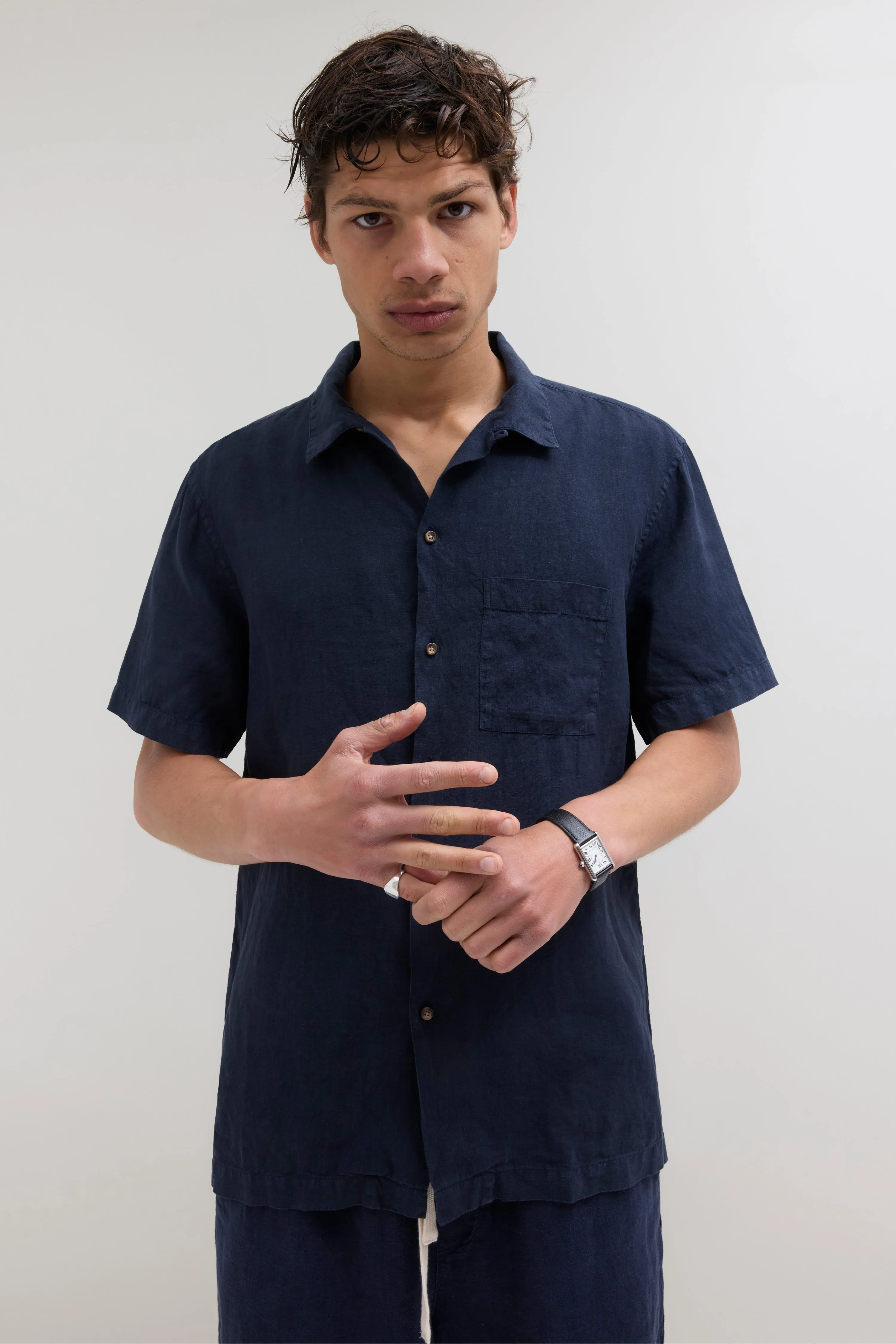 Weekend Linen Shirt - Navy sold by JJJJound product image thumbnail 2