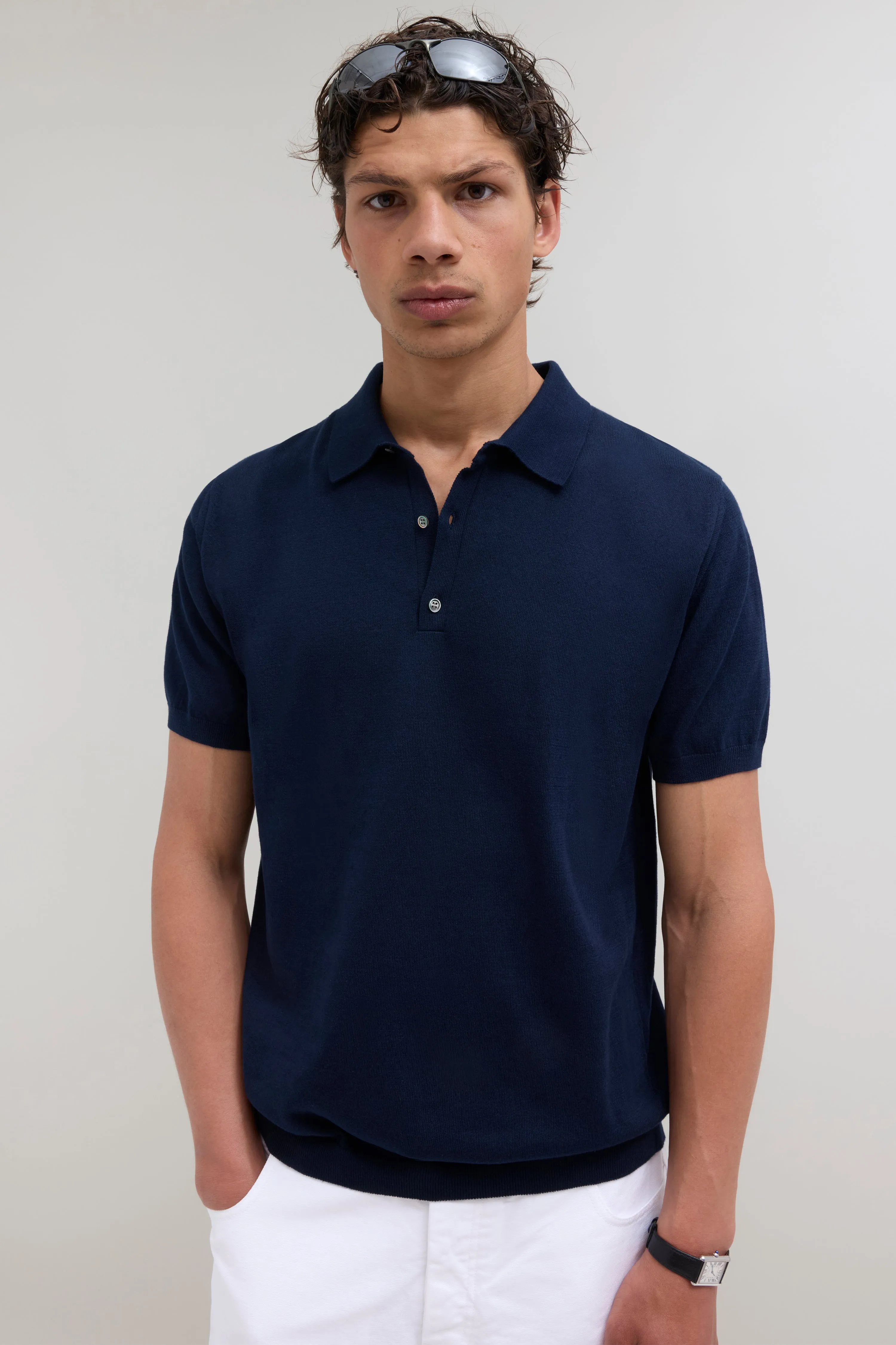 Knit Cotton Polo - Navy sold by JJJJound product image thumbnail 2