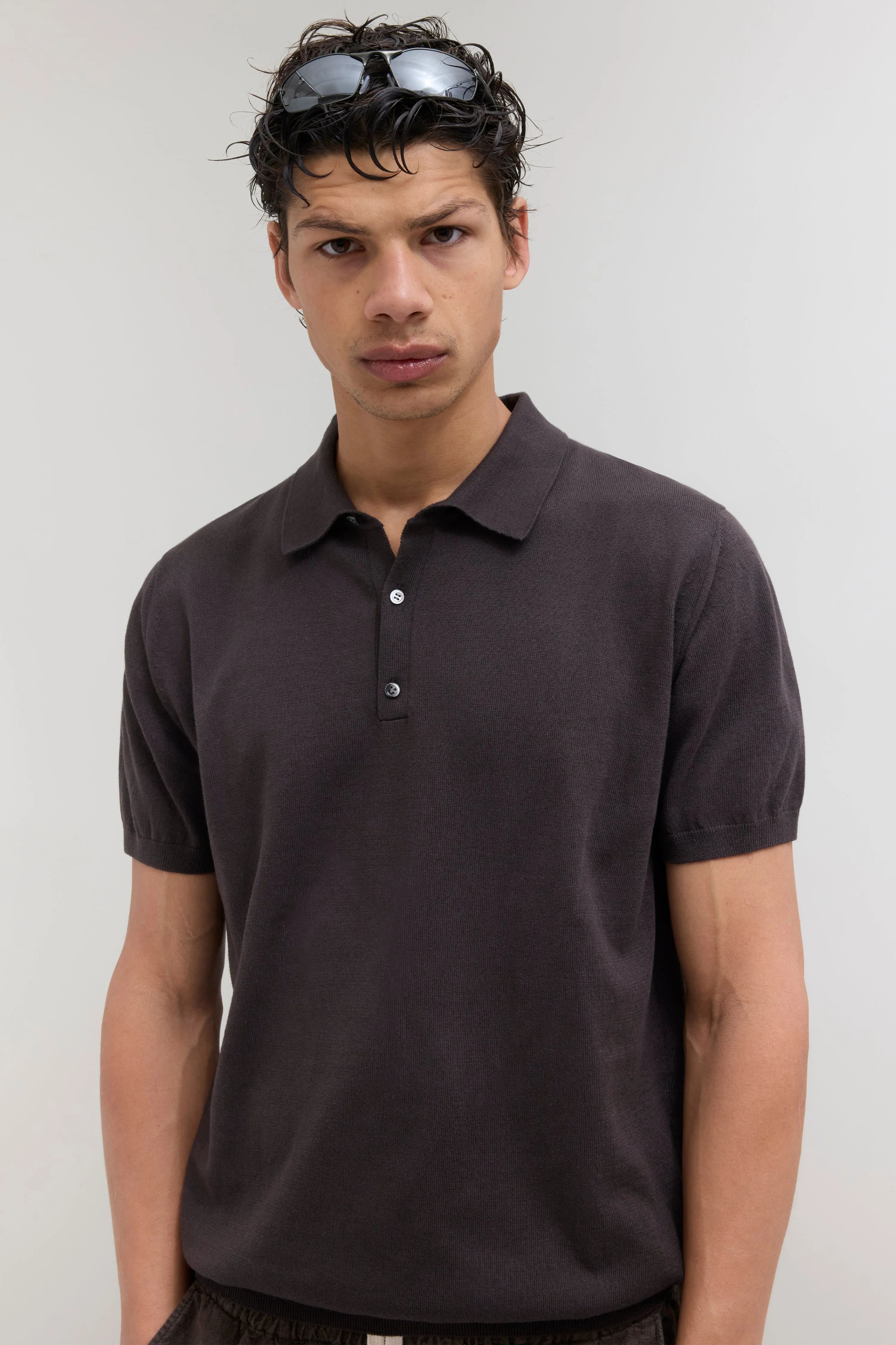 Knit Cotton Polo - Brown sold by JJJJound product image thumbnail 2