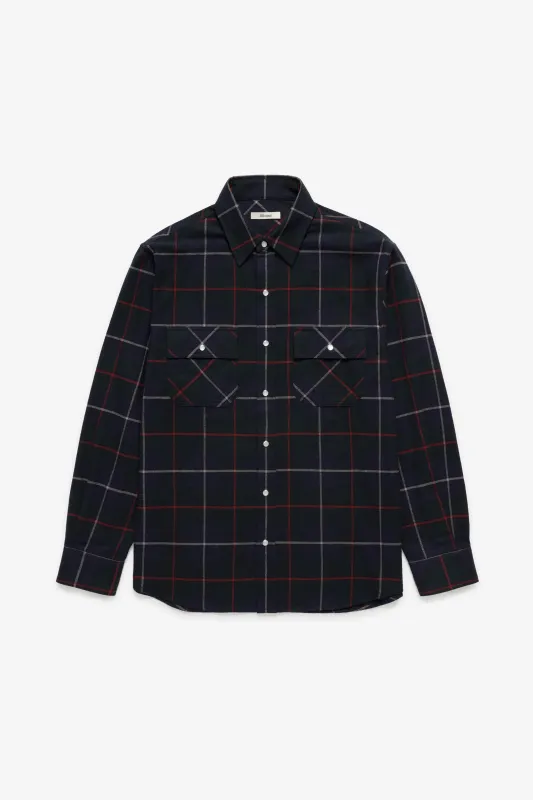 Plaid Flannel Shirt - Navy/Forest Green sold by JJJJound