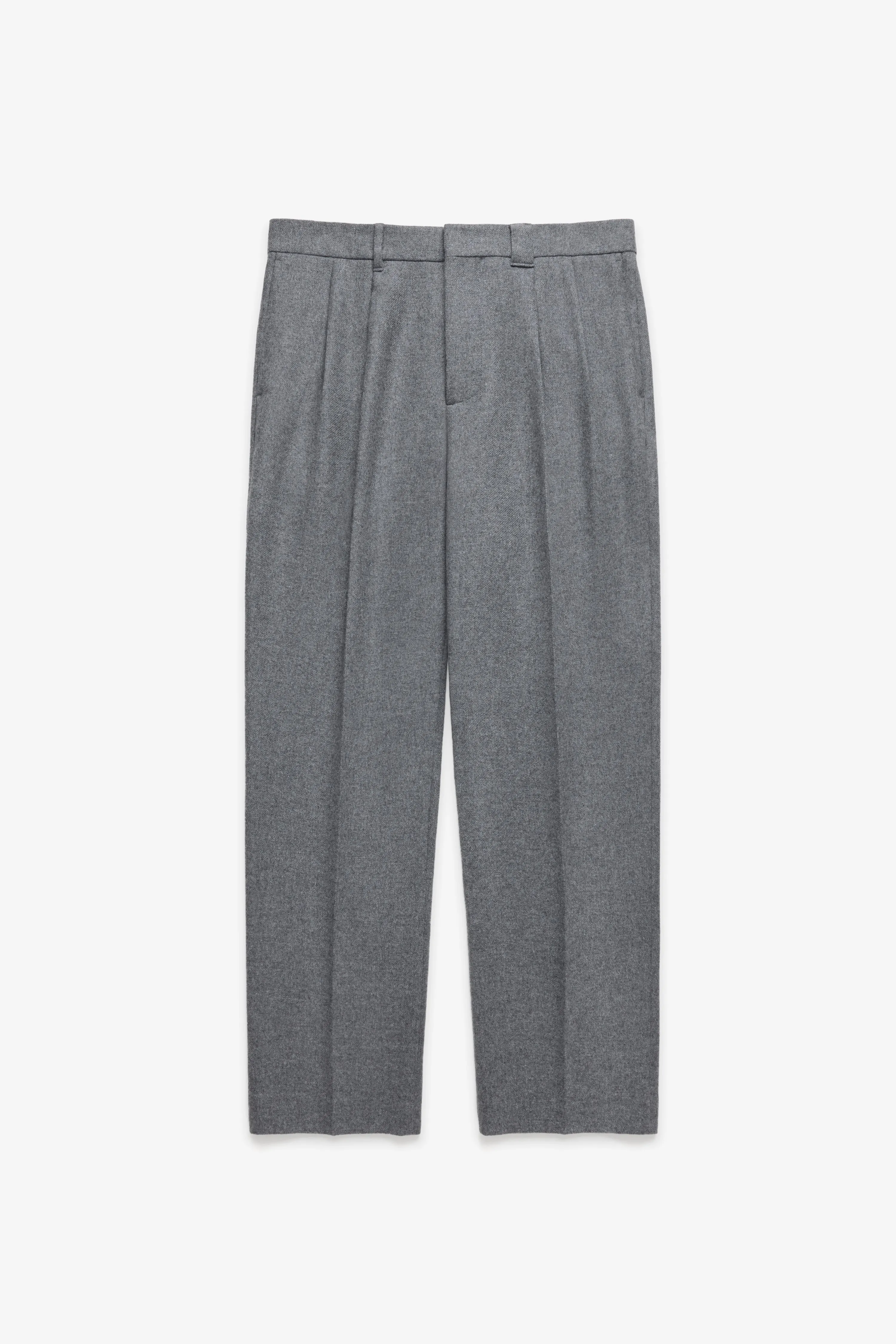 Relaxed Pleated Wool Trousers - Grey Mix sold by JJJJound