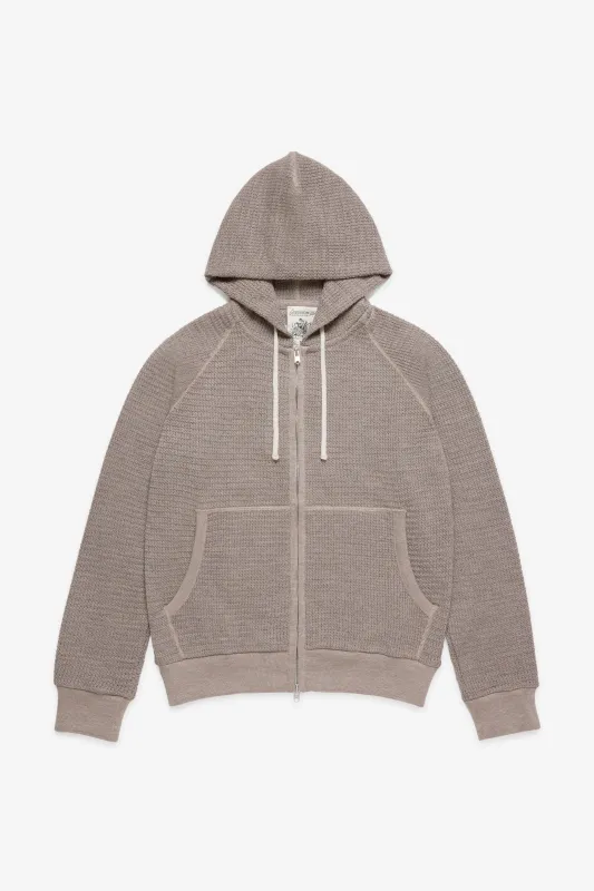 S.N.S JJJJound 70s Hooded Zip Knit Sweatshirt - Taupe made by JJJJound