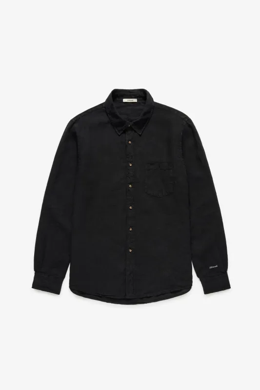 Logo Linen Shirt - Black made by JJJJound